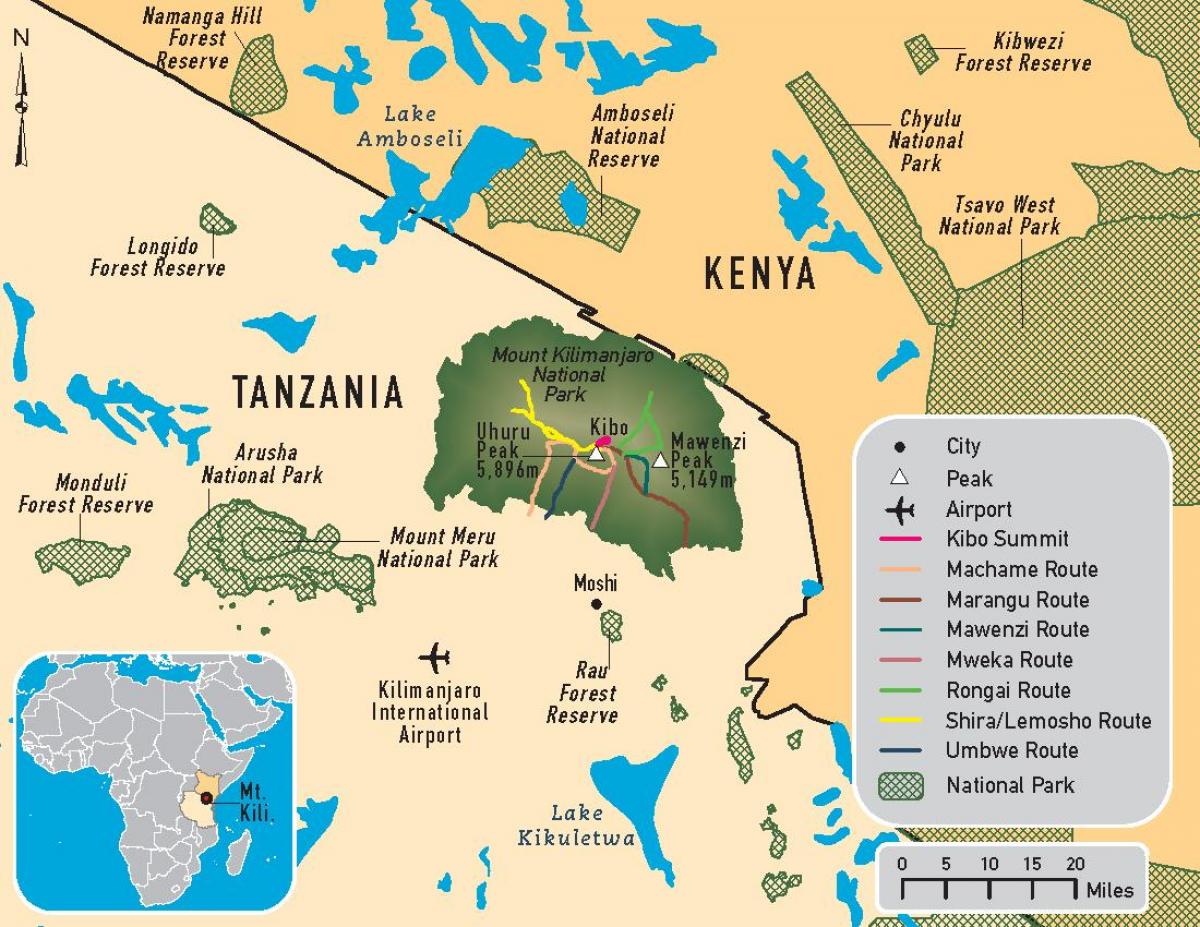 Карта Танзанія Кіліманджара