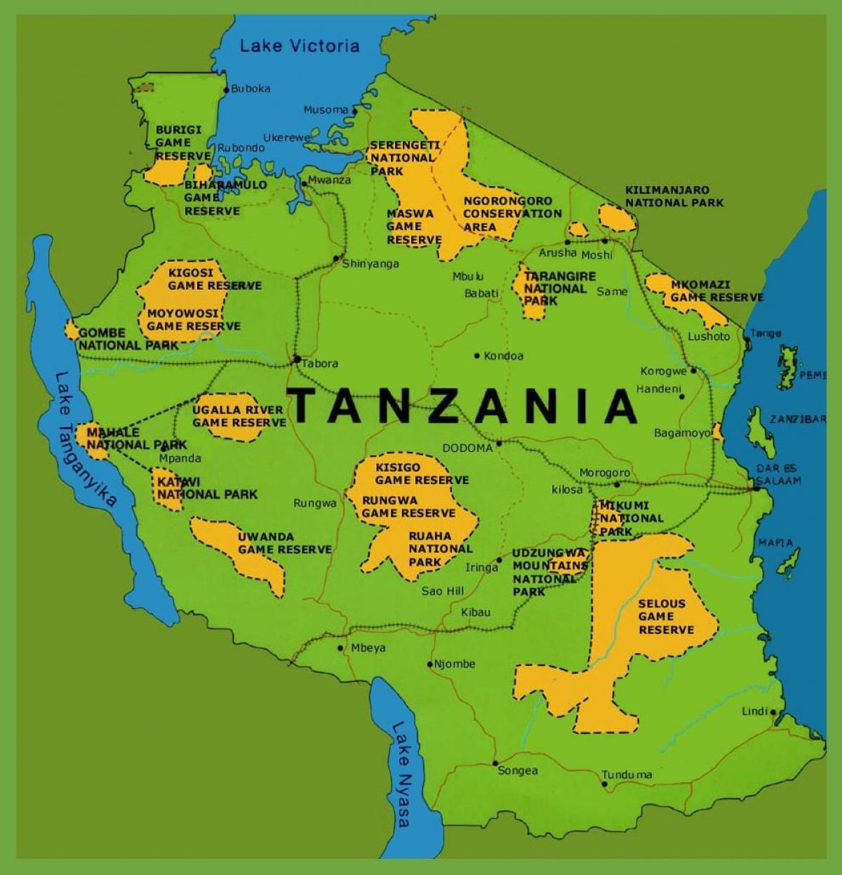 на карце Танзаніі