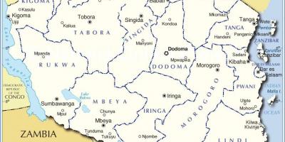 Адміністрацыйная карта Танзаніі 