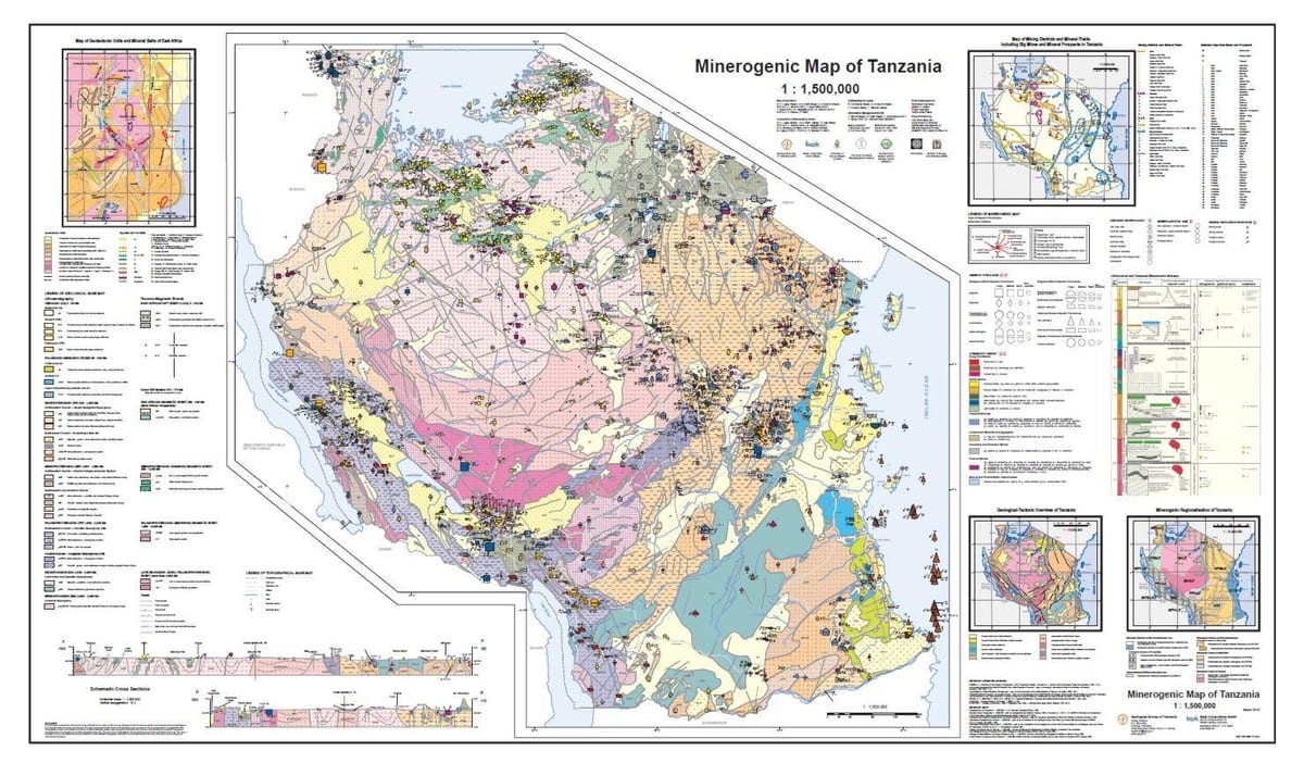 геалогіі і мінеральным карце Танзаніі