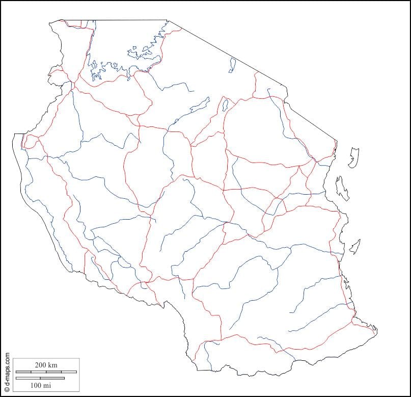 пустая карта Танзаніі
