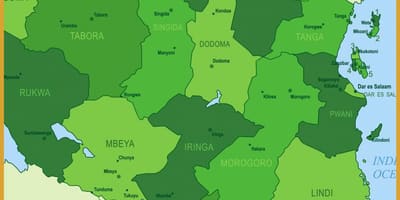 Карта расліннасці Танзаніі