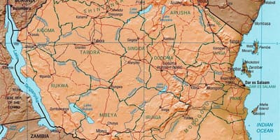 Геаграфічнае Танзаніі на карце