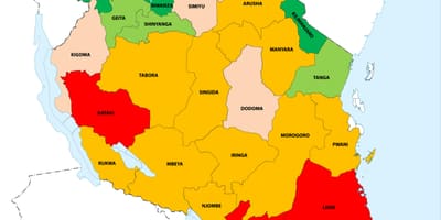 Шчыльнасць насельніцтва Танзаніі на карце