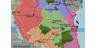 Карта Танзаніі мову
