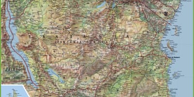 Карта падрабязная Танзаніі