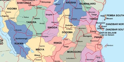 Карта Танзаніі палітычных