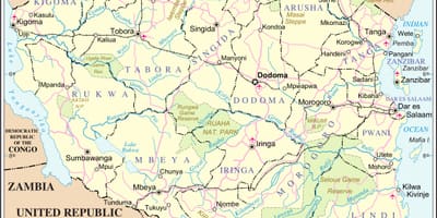 Карта рэкі Танзаніі 